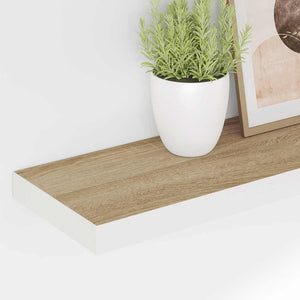 Ράφια Τοίχου 2 τεμ. Δρυς/Λευκό 80x23,5x3,8 εκ. MDF