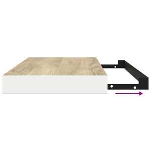 Ράφια Τοίχου 2 τεμ. Δρυς/Λευκό 80x23,5x3,8 εκ. MDF