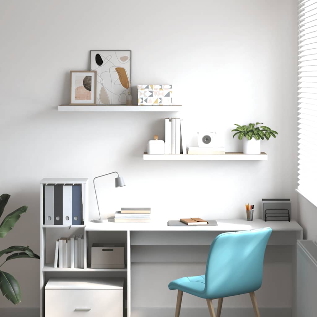 Ράφια Τοίχου 2 τεμ. Δρυς / Λευκά 90 x 23,5 x 3,8 εκ. από MDF