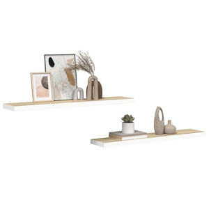 Ράφια Τοίχου 2 τεμ. Δρυς/Λευκό 120x23,5x3,8 εκ. MDF