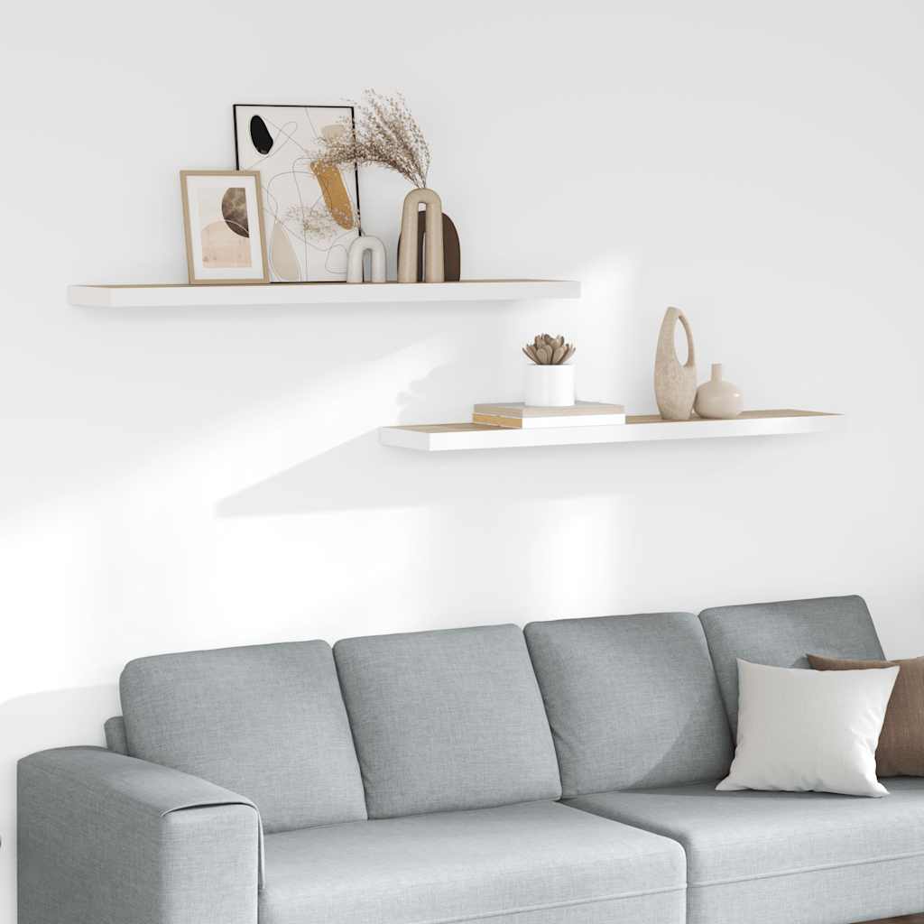 Ράφια Τοίχου 2 τεμ. Δρυς/Λευκό 120x23,5x3,8 εκ. MDF