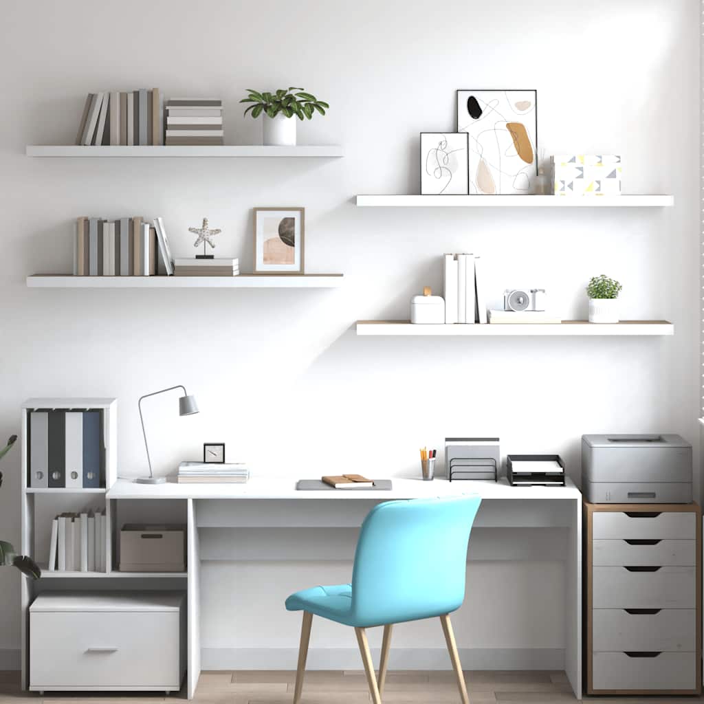 Ράφια Τοίχου 4 τεμ. Δρυς/Λευκό 120x23,5x3,8 εκ. MDF