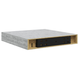 Ράφια Τοίχου 2 τεμ. Γκρι Σκυροδέματος 23x23,5x3,8 εκ. MDF