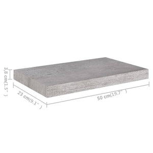 Ράφια Τοίχου 2 τεμ. Γκρι Σκυροδέματος 50x23,5x3,8 εκ. MDF
