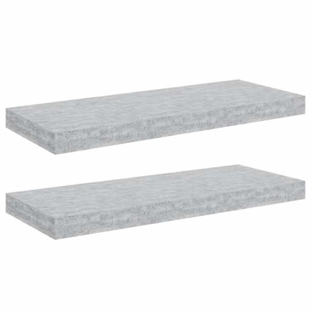 Ράφια Τοίχου 2 τεμ. Γκρι Σκυροδέματος 60 x 23,5 x 3,8 εκ. MDF