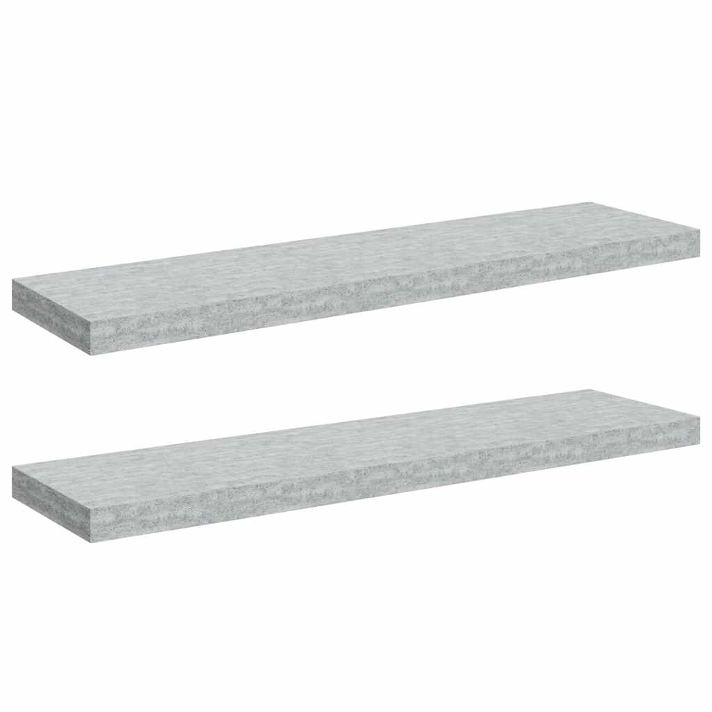 Ράφια Τοίχου 2 τεμ. Γκρι Σκυροδέματος 90 x 23,5 x 3,8 εκ. MDF - Pakobazaar
