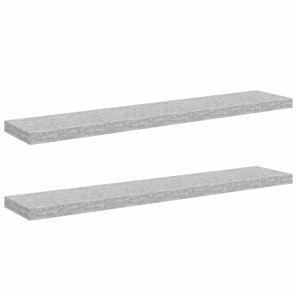 Ράφια Τοίχου 2 τεμ. Γκρι Σκυροδέματος 120x23,5x3,8 εκ. MDF