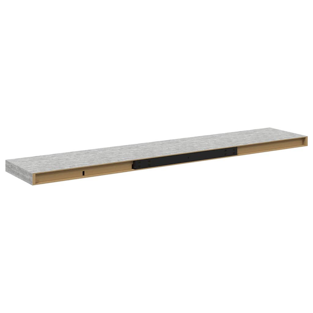 Ράφια Τοίχου 2 τεμ. Γκρι Σκυροδέματος 120x23,5x3,8 εκ. MDF