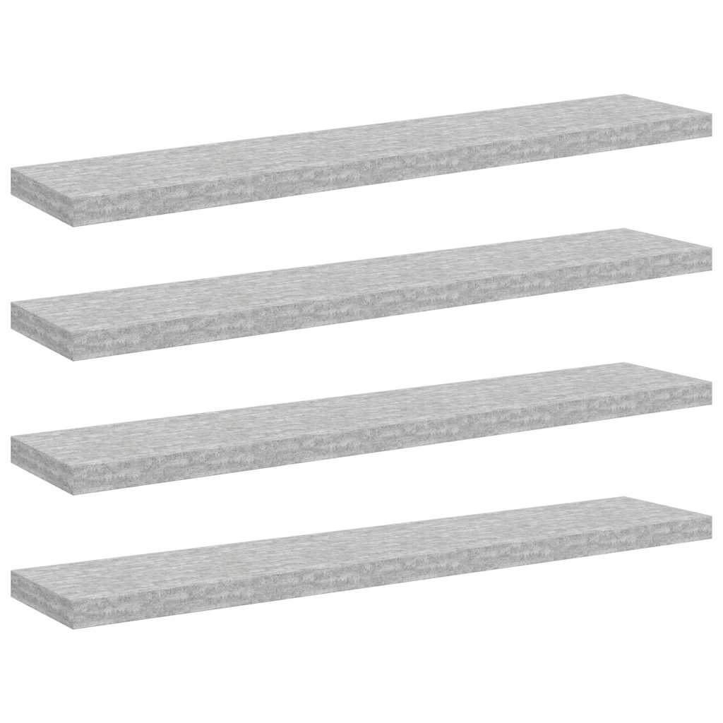 Ράφια Τοίχου 4 τεμ. Γκρι Σκυροδέματος 120x23,5x3,8 εκ. MDF