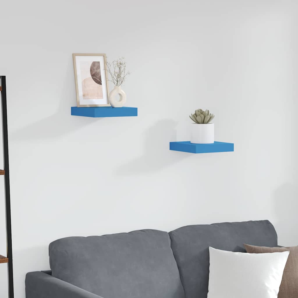 Ράφια Τοίχου 2 τεμ. Μπλε 23 x 23,5 x 3,8 εκ. MDF
