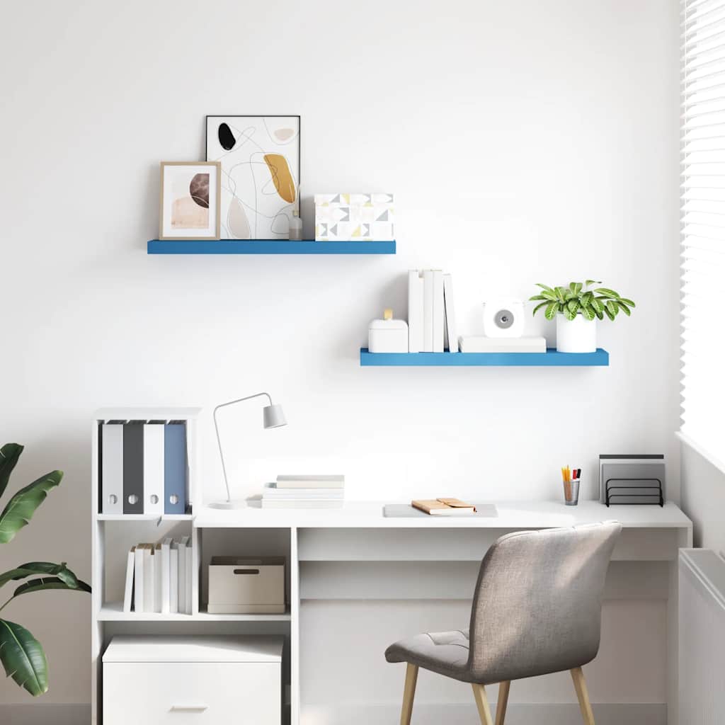 Ράφια Τοίχου 2 τεμ. Μπλε 80 x 23,5 x 3,8 εκ. MDF - Pakobazaar