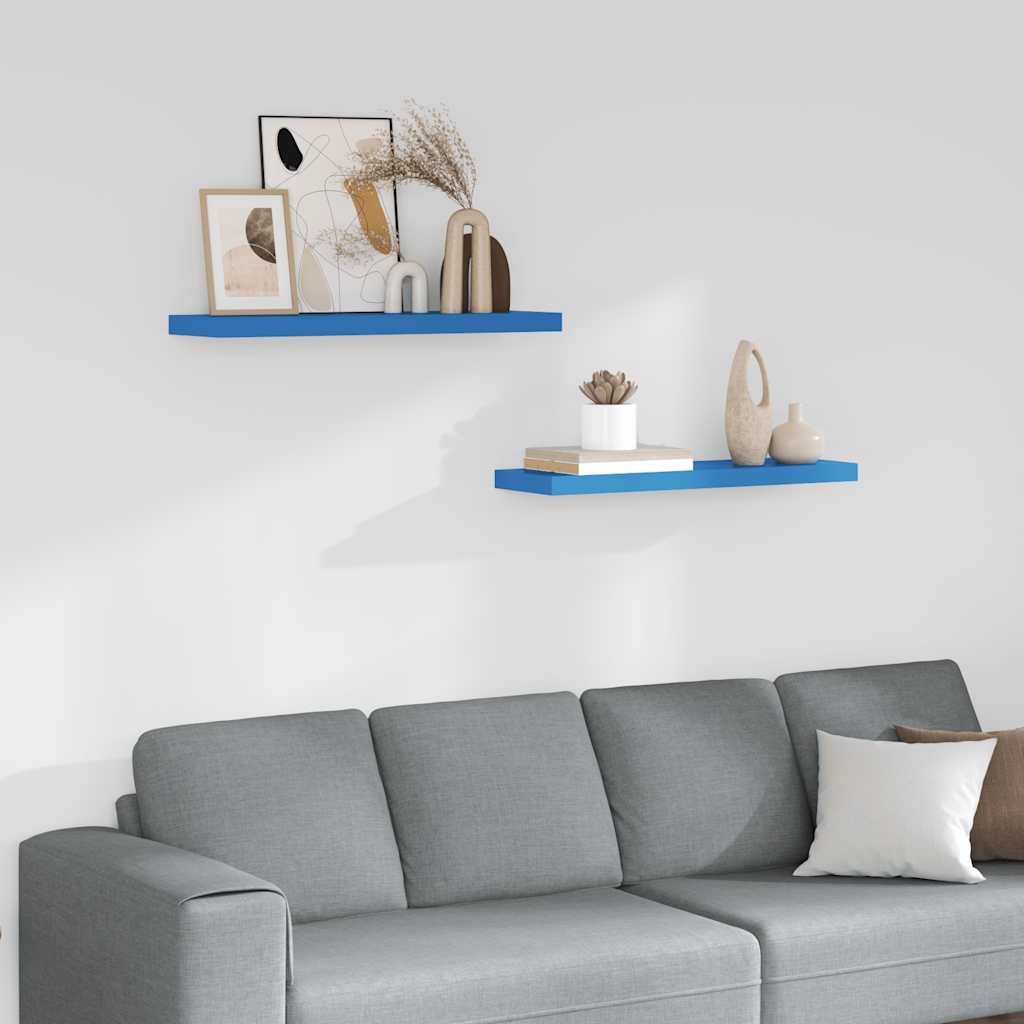 Ράφια Τοίχου 2 τεμ. Μπλε 80 x 23,5 x 3,8 εκ. MDF - Pakobazaar