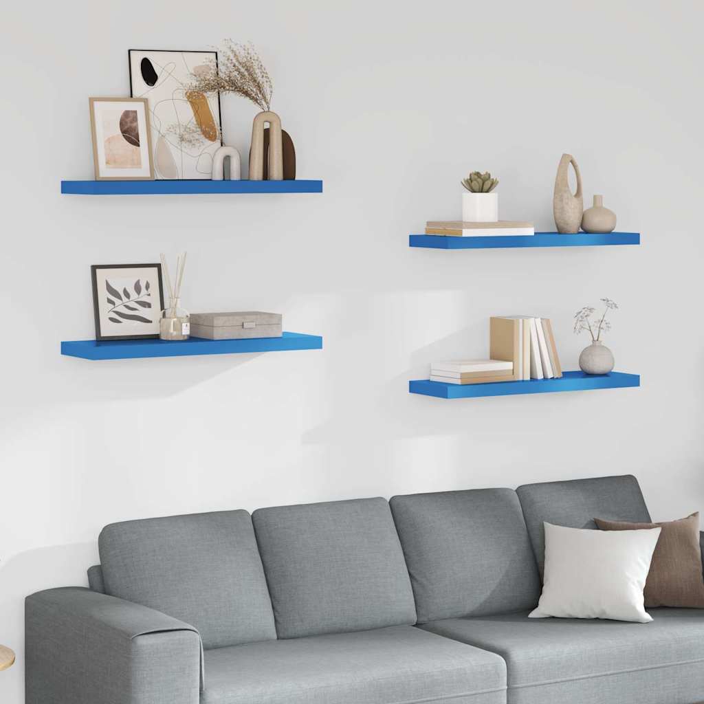 Ράφια Τοίχου 4 τεμ. Μπλε 80 x 23,5 x 3,8 εκ. MDF