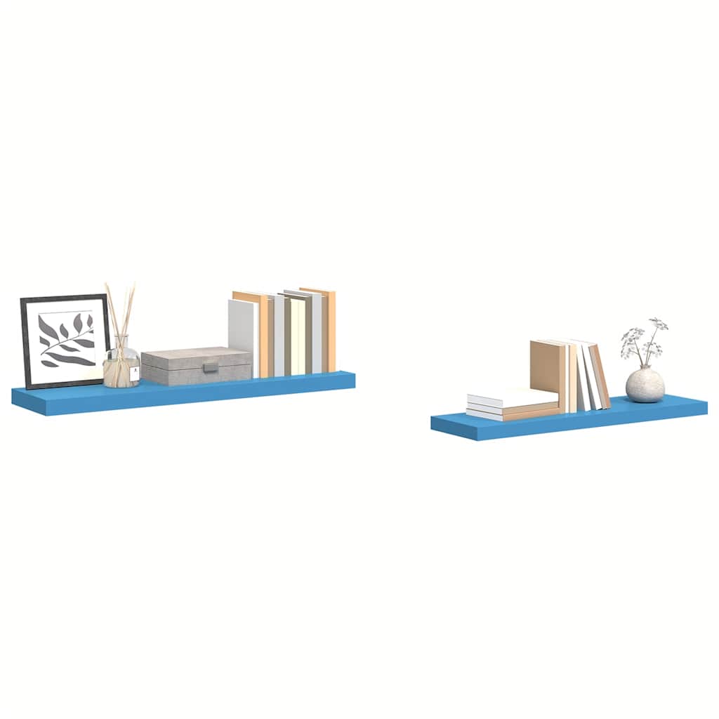 Ράφια Τοίχου 2 τεμ. Μπλε 90 x 23,5 x 3,8 εκ. MDF
