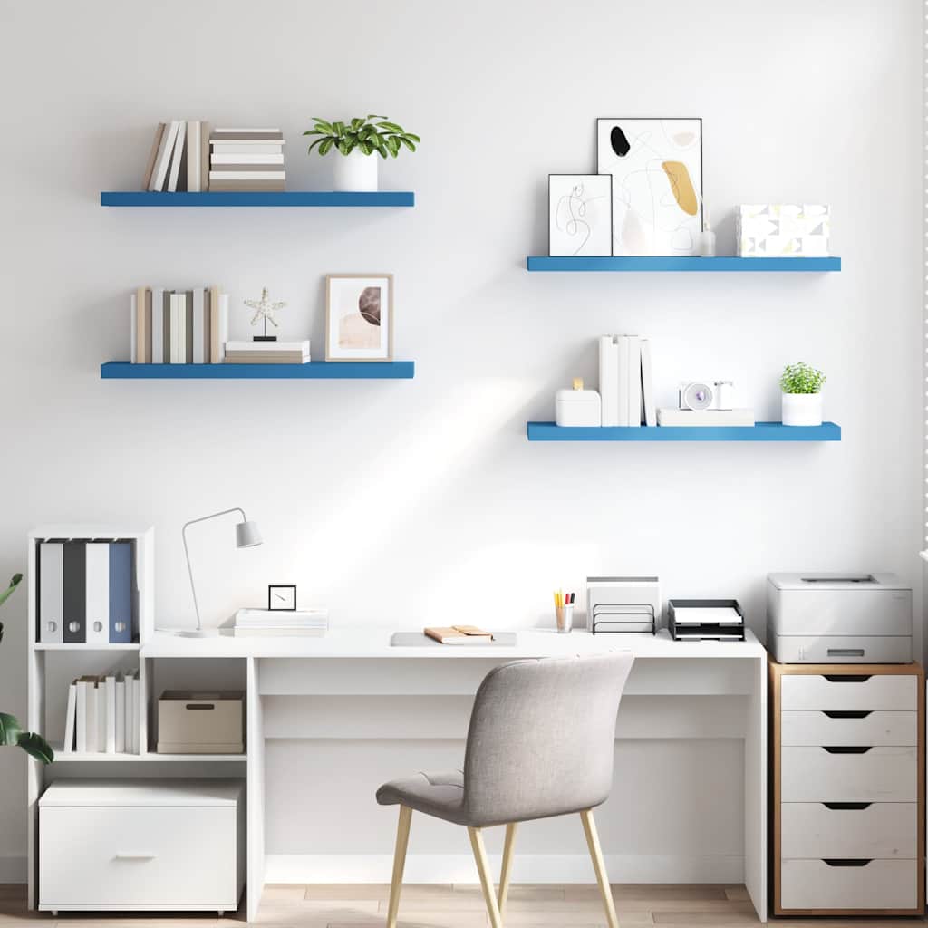 Ράφια Τοίχου 4 τεμ. Μπλε 90 x 23,5 x 3,8 εκ. MDF