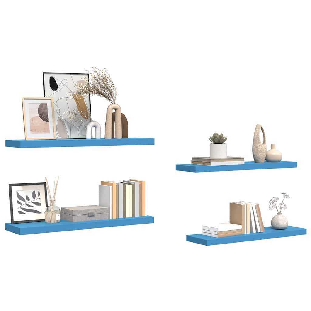 Ράφια Τοίχου 4 τεμ. Μπλε 90 x 23,5 x 3,8 εκ. MDF
