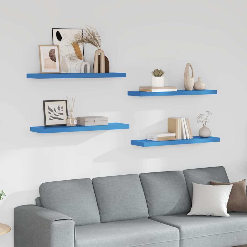 Ράφια Τοίχου 4 τεμ. Μπλε 90 x 23,5 x 3,8 εκ. MDF