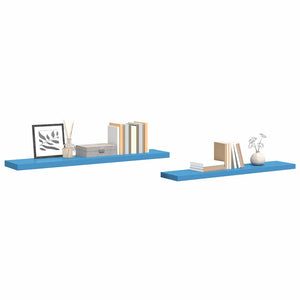 Ράφια Τοίχου 2 τεμ. Μπλε 120 x 23,5 x 3,8 εκ. MDF