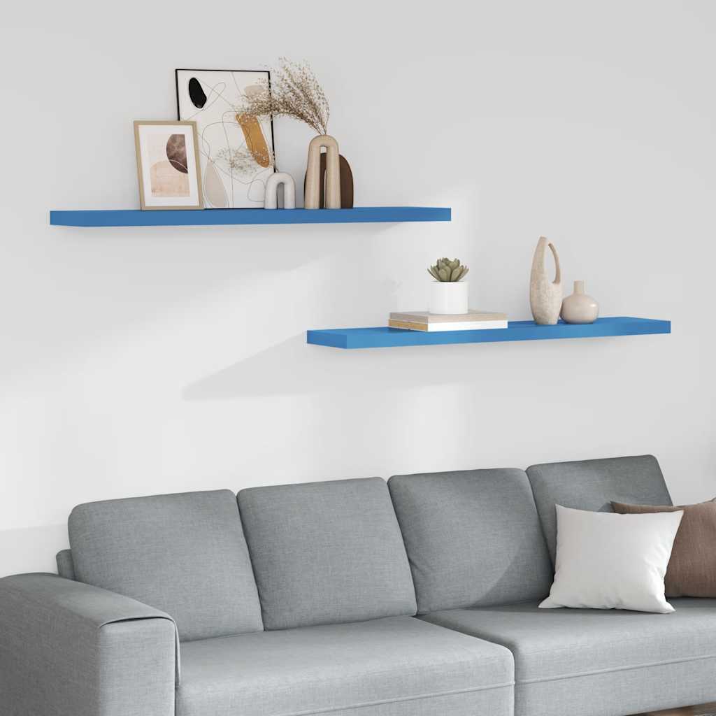 Ράφια Τοίχου 2 τεμ. Μπλε 120 x 23,5 x 3,8 εκ. MDF