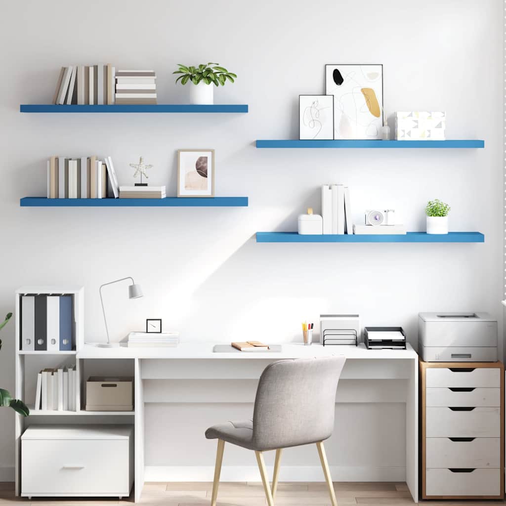 Ράφια Τοίχου 4 τεμ. Μπλε 120 x 23,5 x 3,8 εκ. MDF
