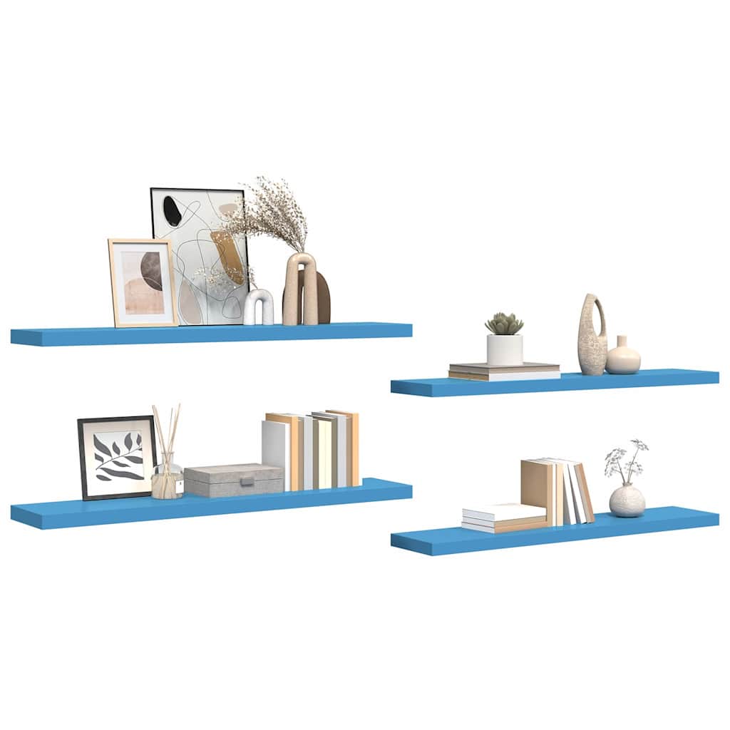 Ράφια Τοίχου 4 τεμ. Μπλε 120 x 23,5 x 3,8 εκ. MDF