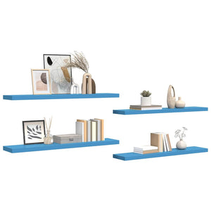 Ράφια Τοίχου 4 τεμ. Μπλε 120 x 23,5 x 3,8 εκ. MDF