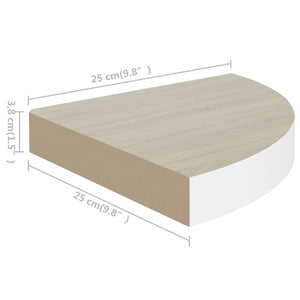 Ράφια Τοίχου Γωνιακά 4 τεμ. Δρυς/Λευκό 25 x 25 x 3,8 εκ από MDF