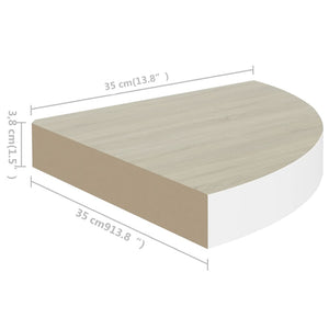 Ράφι Τοίχου Γωνιακό Δρυς/Λευκό 35x35x3,8 εκ από MDF