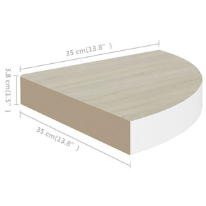 Ράφια Τοίχου Γωνιακά 2 τεμ. Δρυς/Λευκό 35x35x3,8 εκ από MDF - Pakobazaar