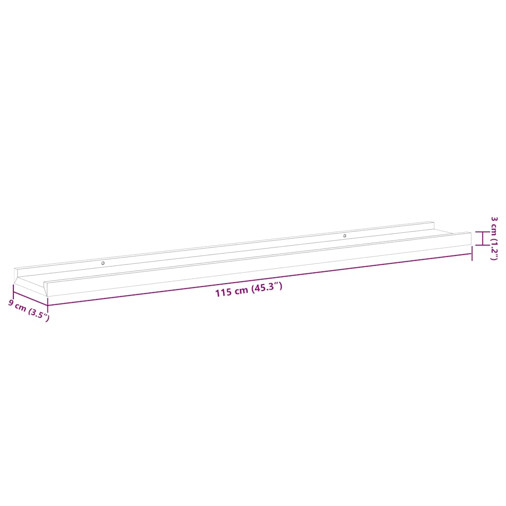 Ράφια Τοίχου 4 τεμ. Γυαλιστερό Λευκό 115 x 9 x 3 εκ.