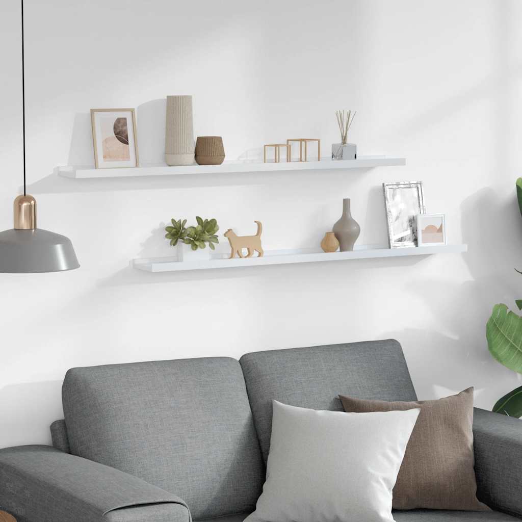 Ράφια Τοίχου 2 τεμ. Λευκό 100 x 9 x 3 εκ.