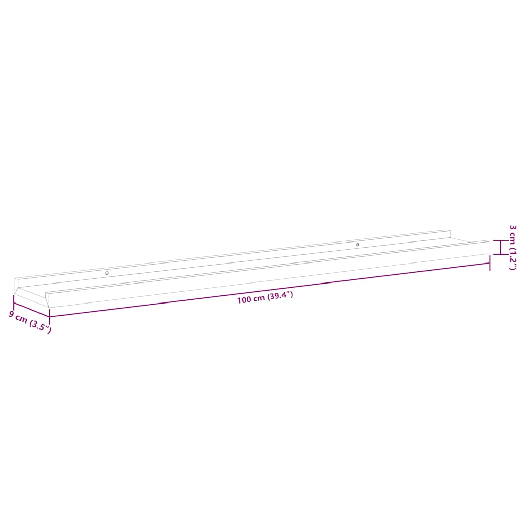 Ράφια Τοίχου 2 τεμ. Λευκό 100 x 9 x 3 εκ.