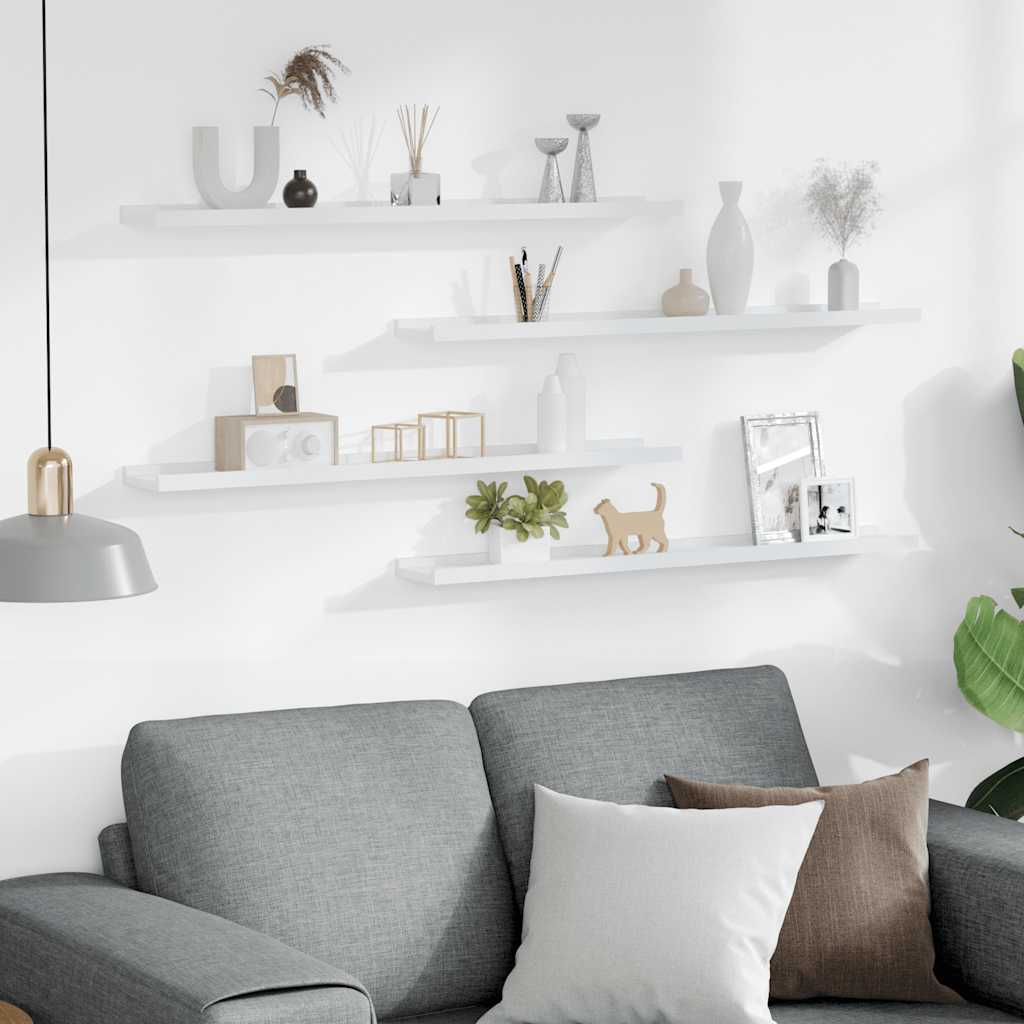 Ράφια Τοίχου 4 τεμ. Λευκά 80 x 9 x 3 εκ.