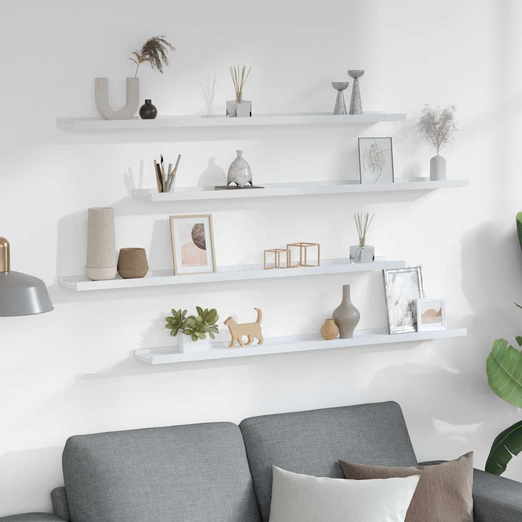 Ράφια Τοίχου 4 τεμ. Λευκά 100 x 9 x 3 εκ. - Pakobazaar