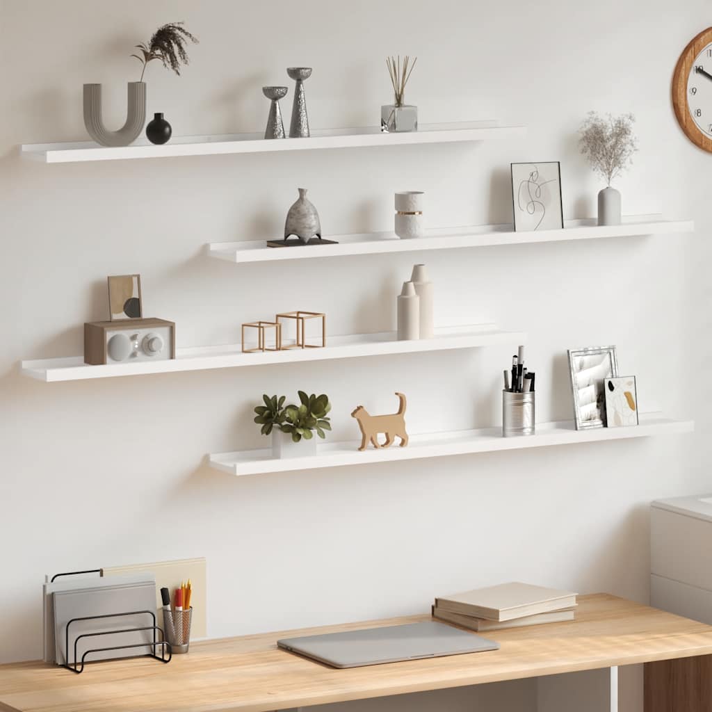 Ράφια Τοίχου 4 τεμ. Λευκά 100 x 9 x 3 εκ. - Pakobazaar
