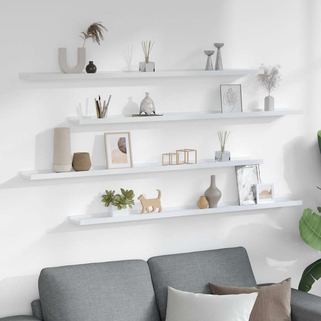 Ράφια Τοίχου 4 τεμ. Λευκά 115 x 9 x 3 εκ.