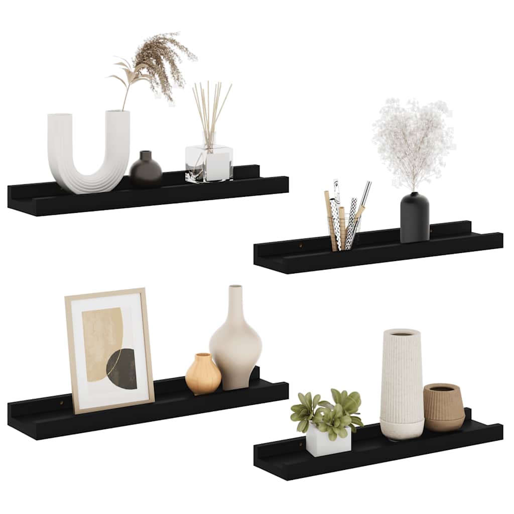 Ράφια Τοίχου 4 τεμ. Μαύρα 40 x 9 x 3 εκ.