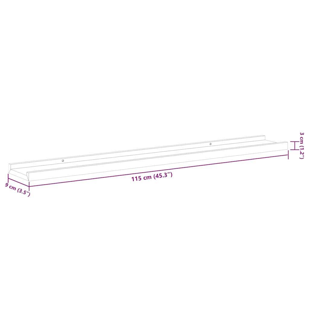 Ράφια Τοίχου 4 τεμ. Μαύρα 115 x 9 x 3 εκ.