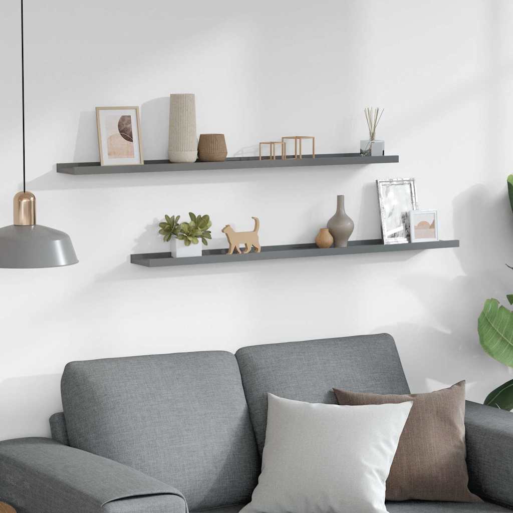 Ράφια Τοίχου 2 τεμ. Γκρι 100 x 9 x 3 εκ.