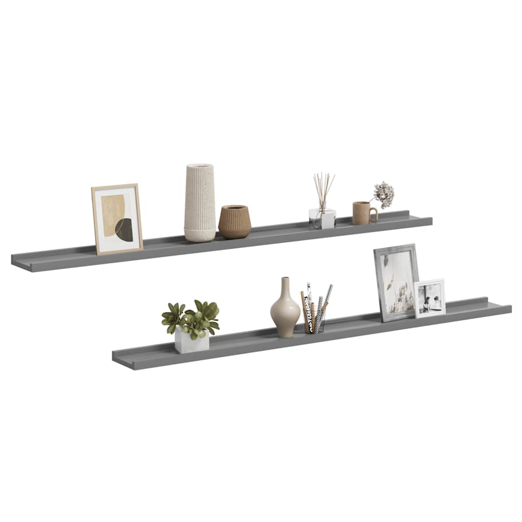 Ράφια Τοίχου 2 τεμ. Γκρι 115 x 9 x 3 εκ.
