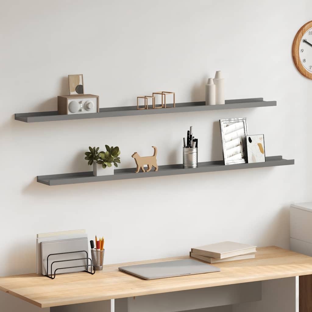Ράφια Τοίχου 2 τεμ. Γκρι 115 x 9 x 3 εκ.