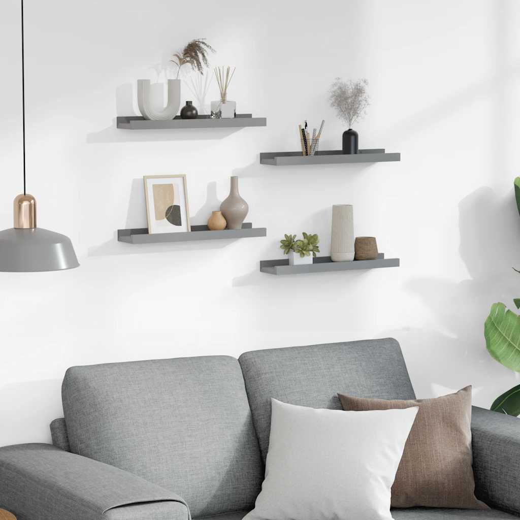 Ράφια Τοίχου 4 τεμ. Γκρι 40 x 9 x 3 εκ.