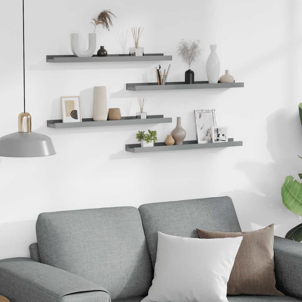 Ράφια Τοίχου 4 τεμ. Γκρι 60 x 9 x 3 εκ.Λευκά