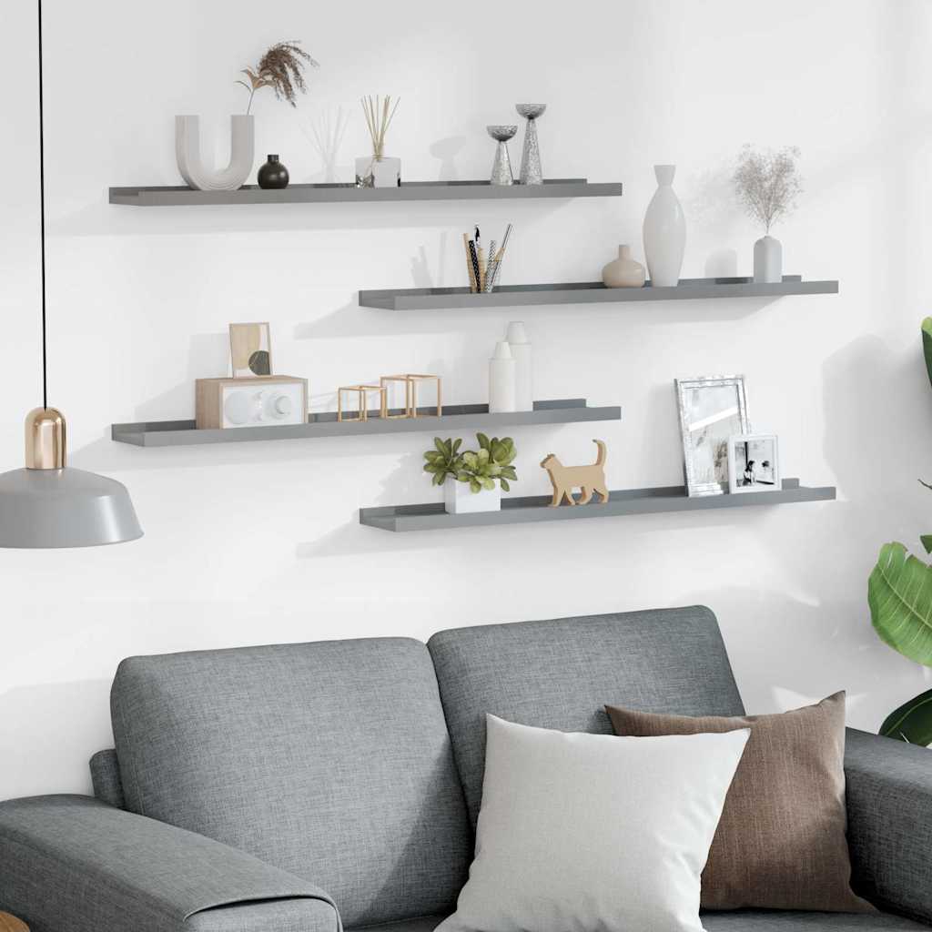 Ράφια Τοίχου 4 τεμ. Γκρι 80 x 9 x 3 εκ.