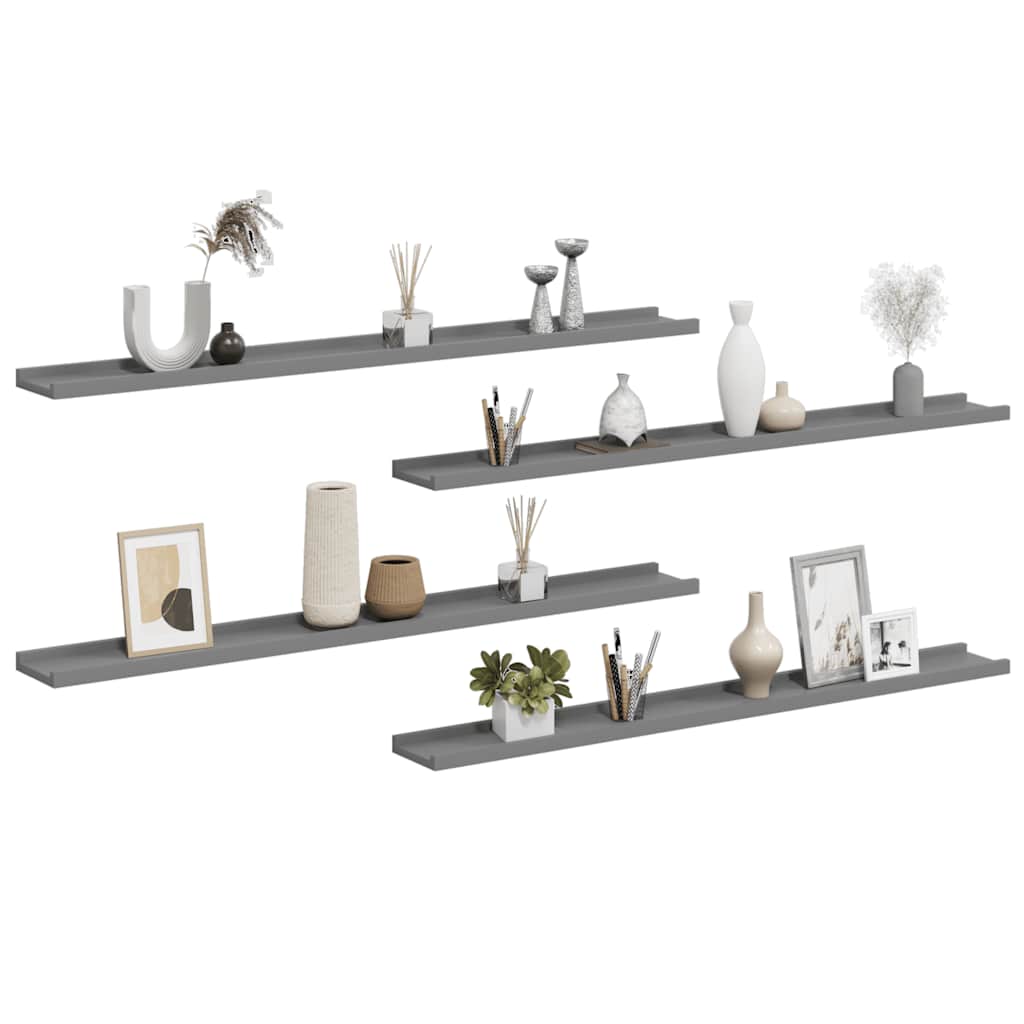 Ράφια Τοίχου 4 τεμ. Γκρι 100 x 9 x 3 εκ.