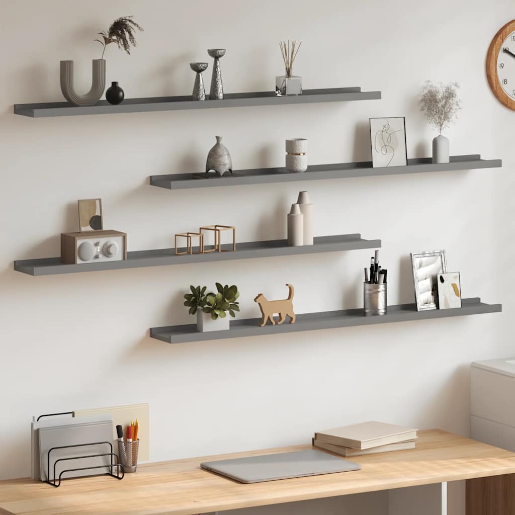 Ράφια Τοίχου 4 τεμ. Γκρι 100 x 9 x 3 εκ.