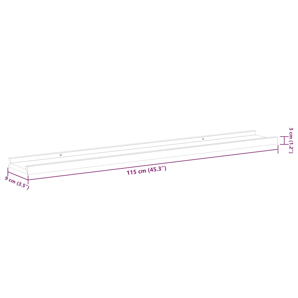 Ράφια Τοίχου 4 τεμ. Γκρι 115 x 9 x 3 εκ.