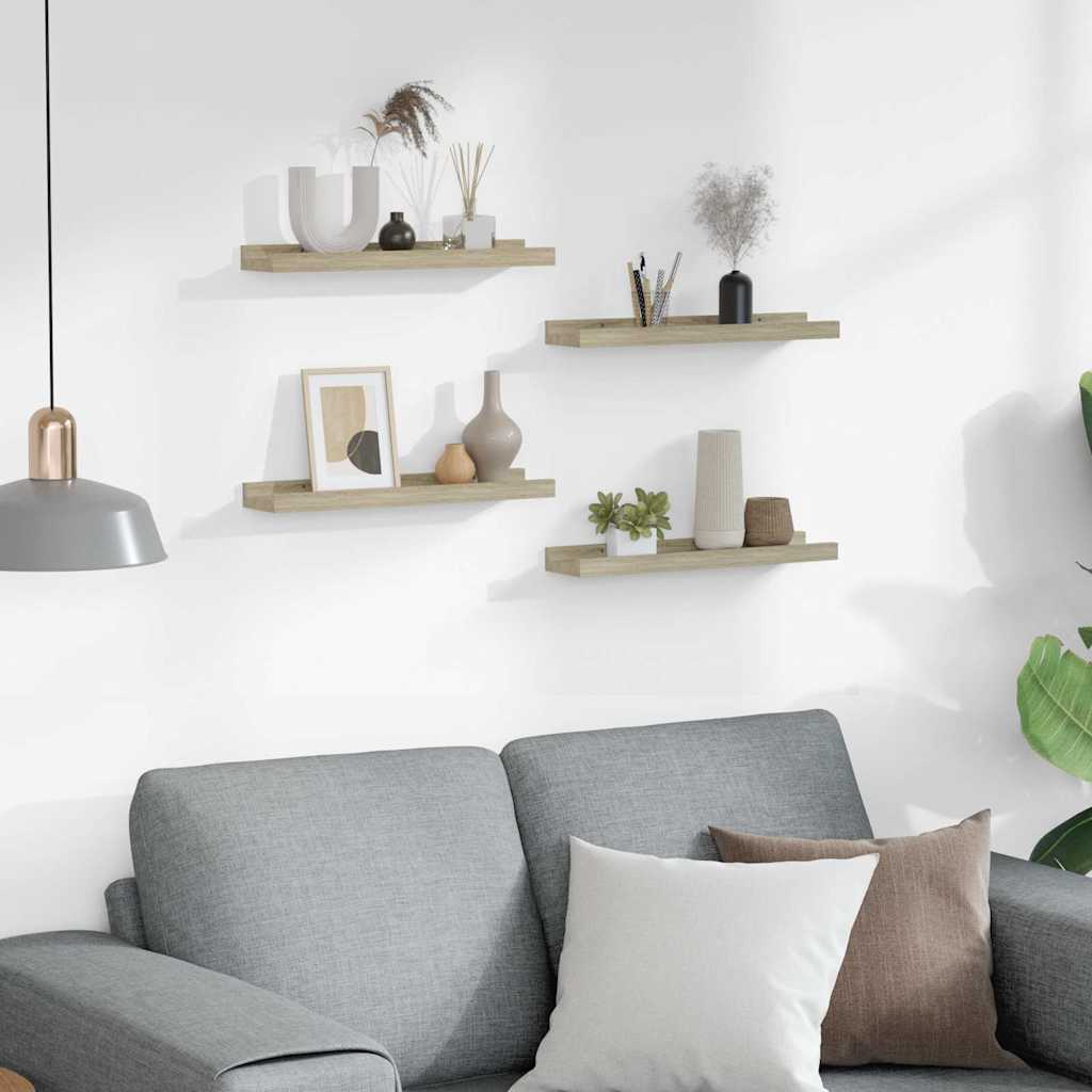 Ράφια Τοίχου 4 τεμ. Sonoma Δρυς 40 x 9 x 3 εκ.