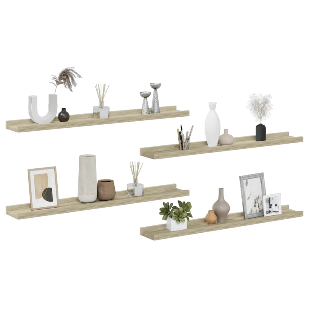 Ράφια Τοίχου 4 τεμ. Sonoma Δρυς 80 x 9 x 3 εκ.