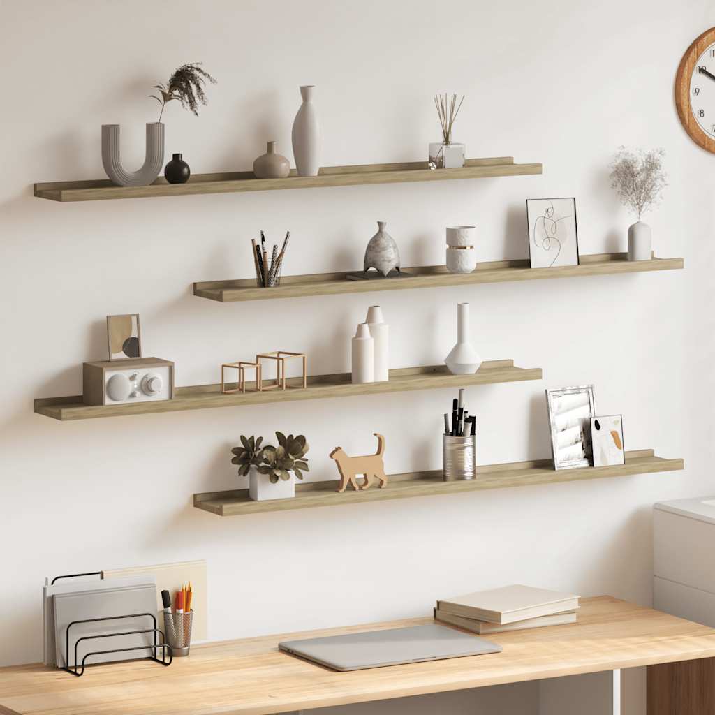 Ράφια Τοίχου 4 τεμ. Sonoma Δρυς 100 x 9 x 3 εκ.